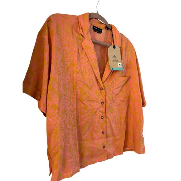 Prana Women’s Iguala Button Up Top Shirt Cropped Fresca Floral Size L NWT - Picture 3 of 6